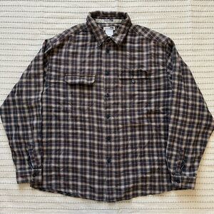 REI earthy toned cotton flannel button up shirt